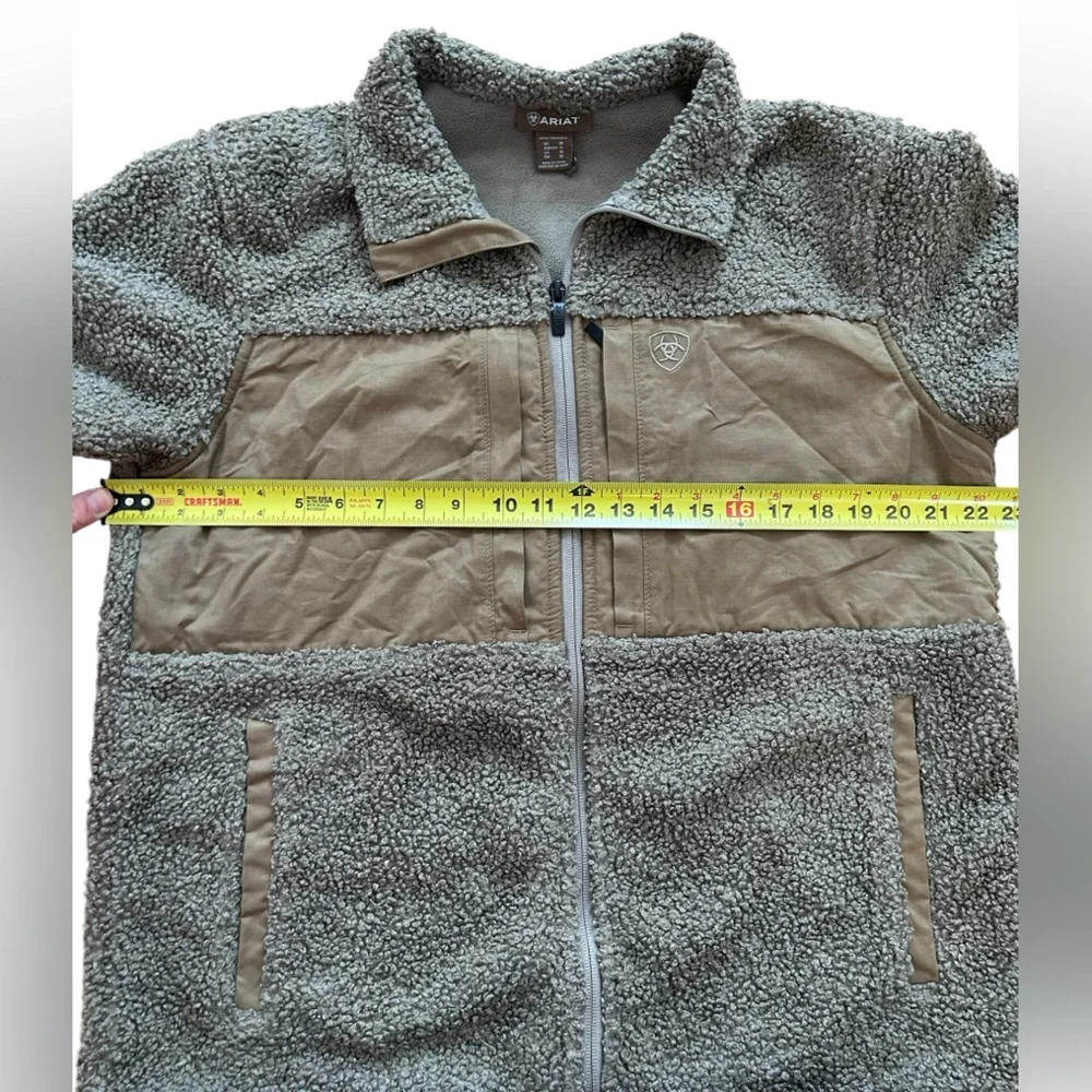 ARIAT mens M Grizzly canvas bluff jacket with sherpa lining.brown - Picture 3 of 8